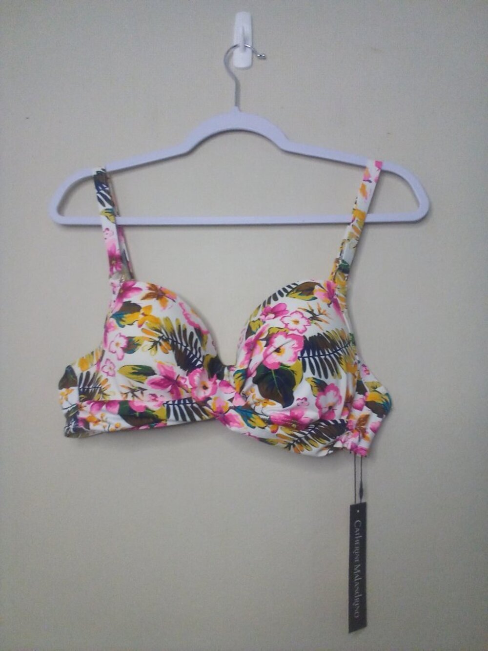 Catherine Malandrino Bikini Top Women M Twist Top Swim Floral Colorful